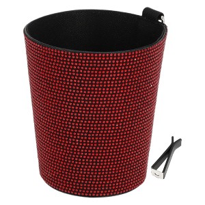 Unique Bargains Car Trash Can Portable Air Conditioning Vent Trash Bin Red 1 Pc 5.5" Length 4.3" Width 5.9" Height Faux Leather - 1 of 4