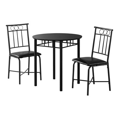 3pc Dining Set Black Metal - EveryRoom