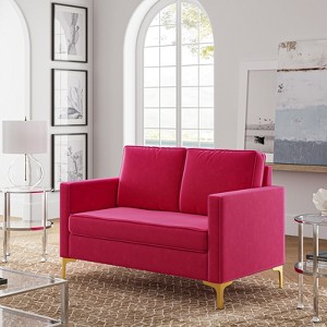 Eldoria Loveseat Sofa Contemporary Loveseat Square Arms 2-Seater Sofa with Loose Back for Living Room and Bedroom | Karat Home - 1 of 4