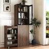 Ridstar 70.87 in. H Modern Wooden Display Storage Cabinet with 4-Tier Multi-Functional Pull-Out Shelving Unit and 2 Glass Doors-Brown - 4 of 4