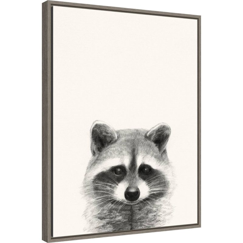 18&#34; x 24&#34; Animal Mug II Raccoon by Victoria Borges Framed Canvas Wall Art Gray - Amanti Art, 3 of 9