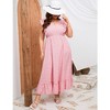 Whizmax Women's Plus Size Summer Dress with Pocket Ruffle Cap Sleeveless V Neck Side Split Long Beach Maxi Dress Pink Flowers 3XL - 2 of 4