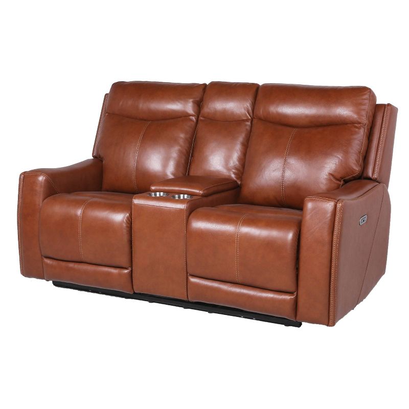 Natalia Power Loveseat Console Recliner Caramel Leather - Steve Silver Co., 5 of 19