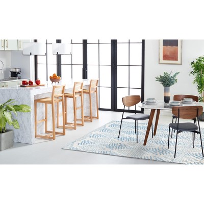 Hand-Knotted Light Blue and Ivory Wool Geometric Area Rug, 8' x 10'