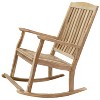Sunnydaze Teak Wood Outdoor Porch Rocking Chair with Slatted Back, 275 lb Capacity, Unfinished - 2 of 4