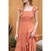 August Sky Women's Eyelet Ruched Tiered Midi Dress - 4 of 4