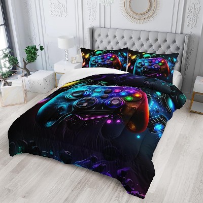 Acoinel Neon Gamer Controller Comforter Set - Gaming Bedding for Boys Teens with 2 Pillowcases,Queen — фото 2