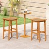 Tangkula Outdoor Acacia Wood Bar Stools Set of 2 w/ PE Rattan Seats & Backrests - 2 of 4