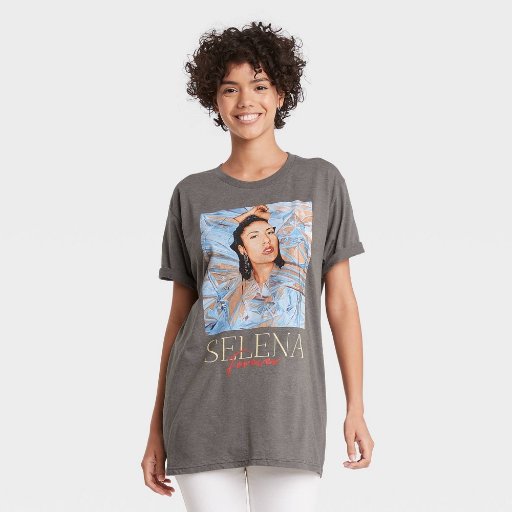 size med Women's Selena Forever Short Sleeve Graphic T-Shirt - Dark Gray M