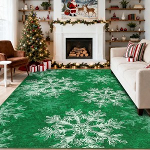 Christmas Washable Rug Area Rugs for Living Room Snowflake Non Slip Throw Rugs Modern Large Rugs for Bedroom Low Pile Soft Non Shedding Carpet - 1 of 4