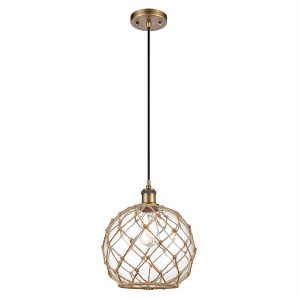 Farmhouse Rope - 1 Light Cord Hung Mini Pendant In Industrial Style-13 Inches Tall and 10 Inches Wide - 1 of 1