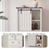 5-Drawer Bedroom Dresser with Sliding Barn Door & Adjustable Shelf | Farmhouse Tall Chest of Drawers | Storage Organizer for Hallway & Living Room - 4 of 4