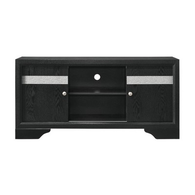 2 Cabinets and Open Compartments TV Stand for TVs up to 55" Gray - Benzara