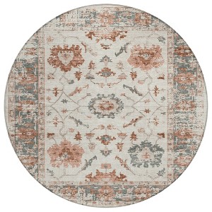 Linen And Ivory Floral Washable Indoor Outdoor Area Rug - 1 of 4