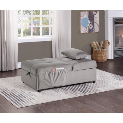 TiramisuBest Modern Lift Top Storage Bench with Pull-out Bed 1pc Dark Blue Velvet Tufted Solid Wood Furniture--Dark Blue