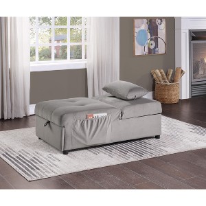 TiramisuBest Modern Lift Top Storage Bench with Pull-out Bed 1pc Dark Blue Velvet Tufted Solid Wood Furniture--Dark Blue - 1 of 4