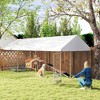 PawHut Outdoor Dog Kennel, Heavy Duty Dog Run with Adjustable & Rotatable Bowl Rack, Waterproof UV-Resistant Cover, Secure Lock - 3 of 4