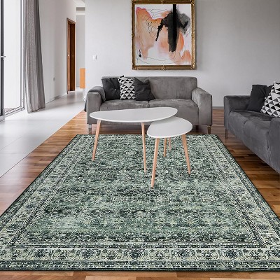 Runner Washable Vintage Floral Entryway Rug Soft Low Pile Non-Slip Non-Shedding Oriental Distressed Rug Hallway Laundry