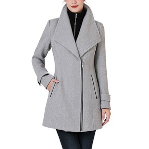 BGSD Women's Noa Wool Asymmetric Zipper Coat with Removable Bib - 1 of 3