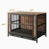 38" Wooden Dog Crate Furniture with 2 Sliding Doors,Pull Out Tray And Iron Frame,Indoor Dog Kennel Table for Large And Medium Dogs–LAOTIES - 4 of 4