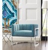 Magnolia Velvet Accent Chair with Silver Base Sea Blue 30.7"W x 27.4"D x 28"H - 2 of 4