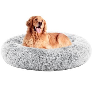 JIONJOY Round Dog Bed: Grey Pet Sofa Bed with Supportive Foam and Removable & Washable Coverr - 1 of 4