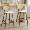 Bekrvio 26" Mid Century Modern Counter Height Bar Stools - Rattan Cane Back, Wood, PU Leather Upholstered for Kitchen Island Dining - 4 of 4