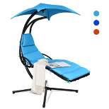 Costway Hanging Swing Chair Hammock Chair w/ Pillow Canopy Stand Blue\Navy\Orange