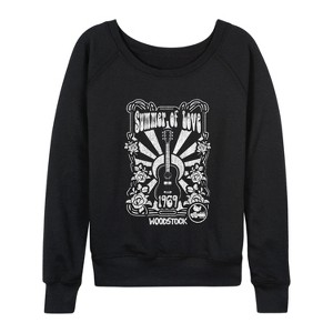 Women's - Woodstock - Summer Of Love Lightweight French Terry Wide Neck Long Sleeve Graphic Shirt - 1 of 4