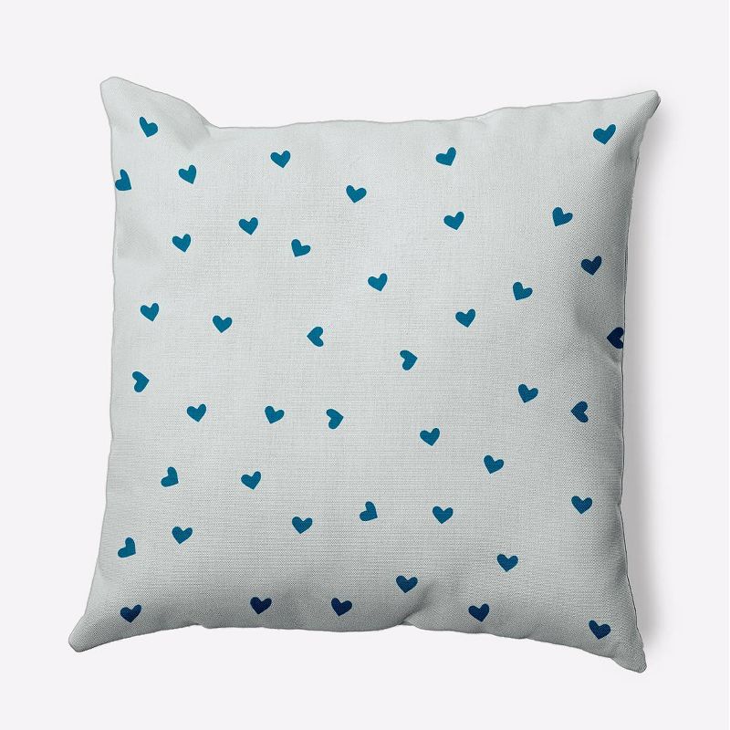 16&#34;x16&#34; Valentine&#39;s Day Little Hearts Square Throw Pillow Teal - e by design, 1 of 7