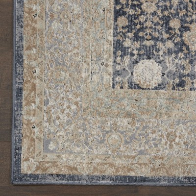 Ivory Floral Elegance 5' x 7' Synthetic Easy-Care Rug