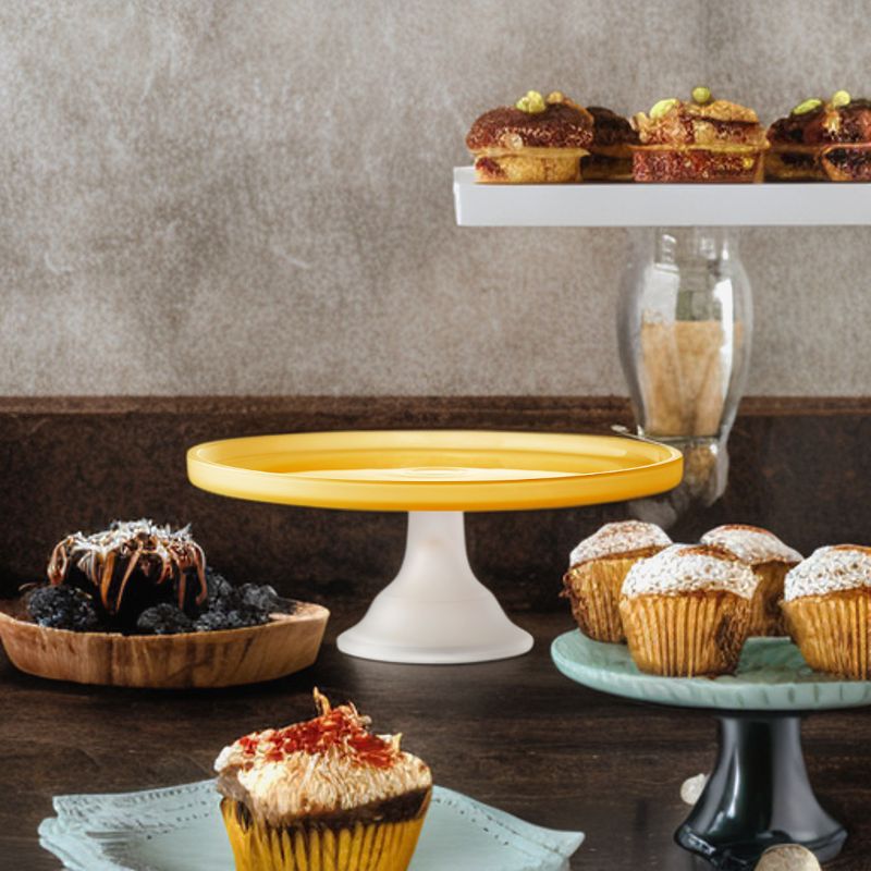 Elle Decor Glass Cake Plate Stand, Frosted Glass Pedestal Perfect for Cakes & Desserts, 3 of 7