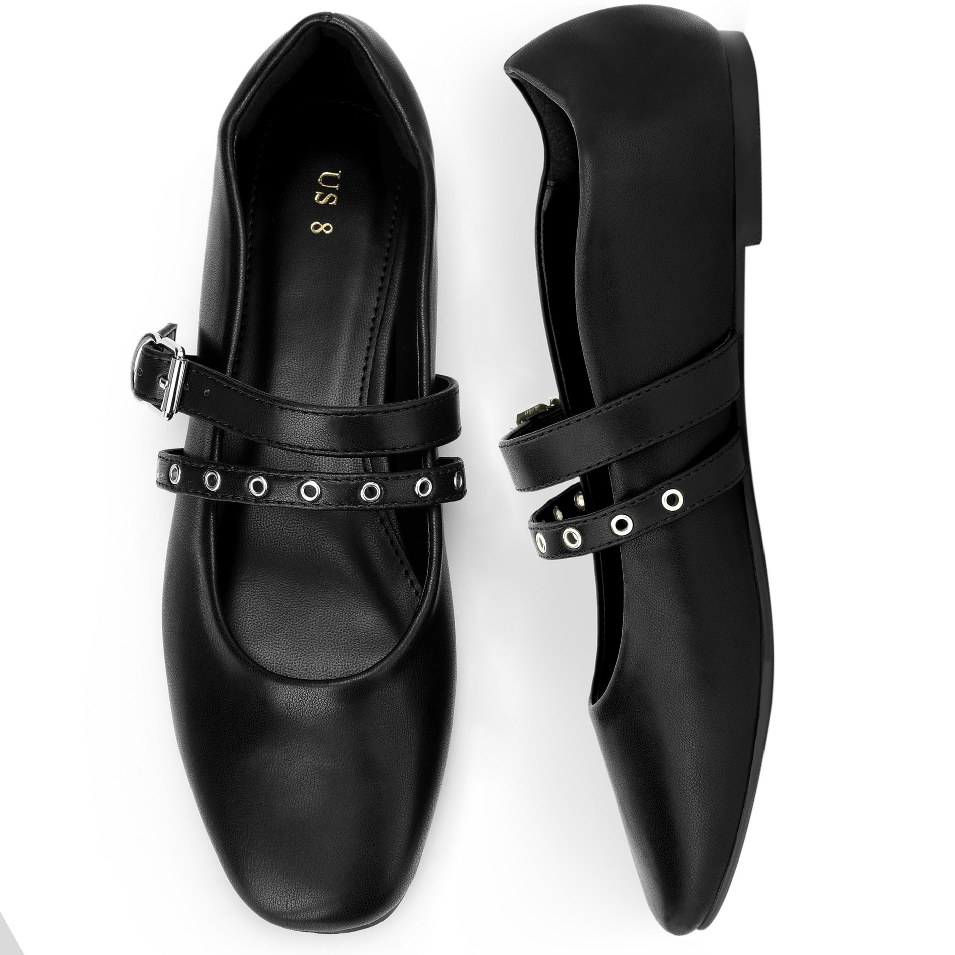 BLISSFUL STEP Ballet Flats Pumps Buckle Mary Jane Dress Shoes for Women