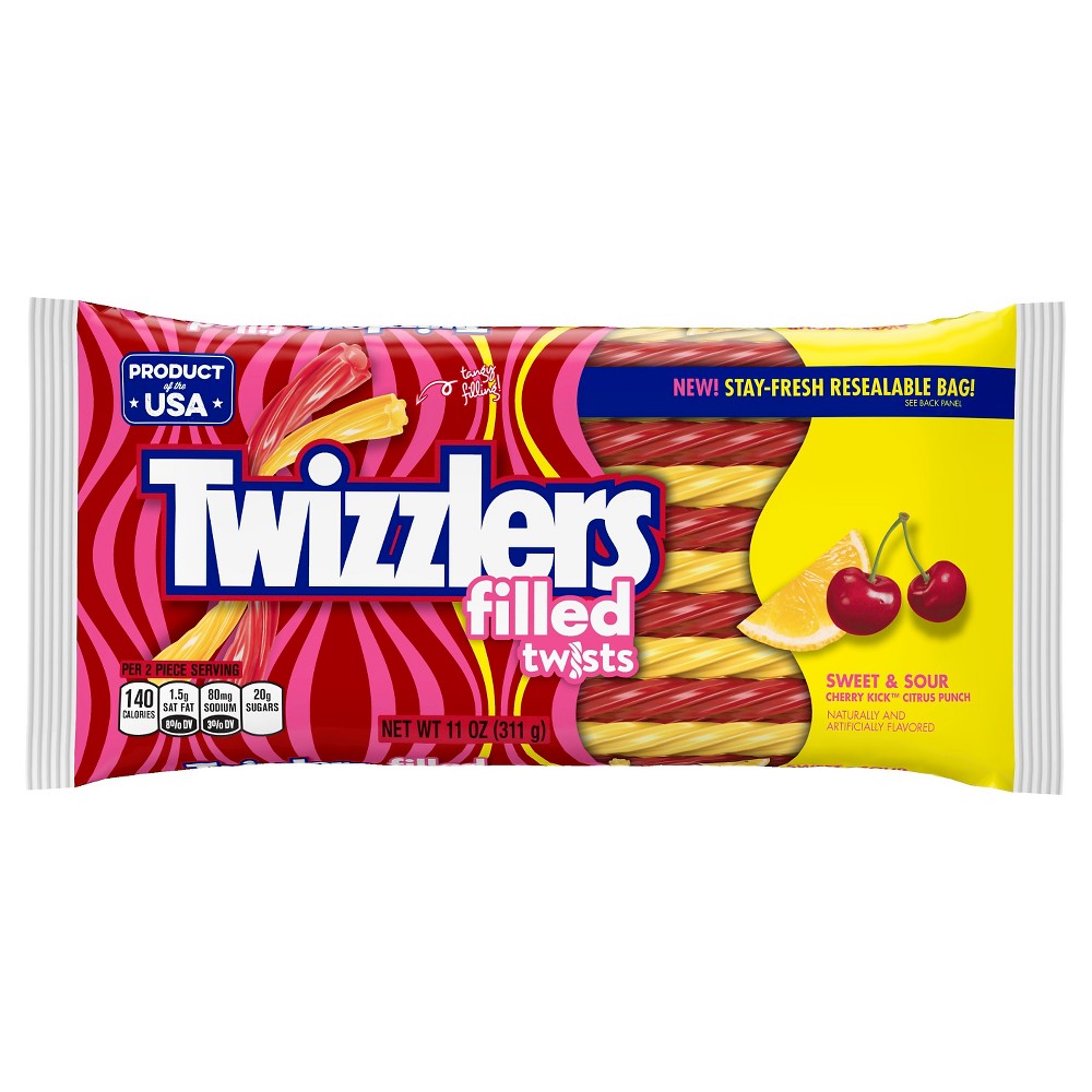 UPC 034000502448 product image for Twizzlers Filled Twists Sweet And Sour Licorice Candy - 11oz | upcitemdb.com