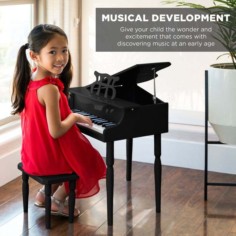 Best Choice Products Kids Classic 30-Key Mini Piano w/ Lid, Bench, Folding Music Rack, Song Book, Stickers, 3 of 9
