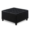 Large Square Storage Upholstered button Tufted Ottoman with Wooden legs, Black/Dark Gray/Linen/Beige/Light Blue, 4W-ModernLuxe - 4 of 4