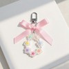 Anna-Kaci Pastel Flower Beaded Keychain with Pink Satin Bow and Pearl Accents - Pink - 2 of 4
