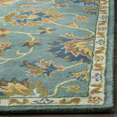 Light Blue Hand-Tufted Wool Runner Rug