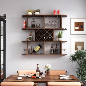 Gulches Rustic 3-Tier Wall-Mounted Wine Rack with Glass Holder - 1 of 4