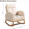 homfan Rocking Chair Nursery with Headrest, Linen Upholstered Glider Rocking Chair, Modern Accent Armchair for Living Room, Bedroom - 3 of 4