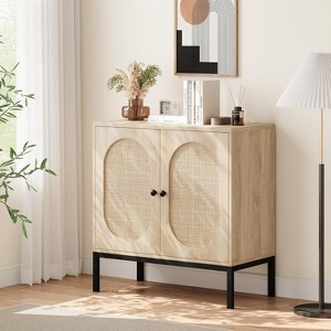 Rattan Storage Sideboard, Kitchen Cabinet with 2 Doors, Modern Style Storage Unit, 80 x 40 x 83 cm, Furniture for Living Room, Kitchen - 1 of 4