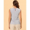 INSPIRE CHIC Women's Ruffled Curved Hem Business Office Vintage Sleeveless Blouse - 4 of 4