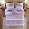 AENKYO 4-Piece Duvet Set Purple Seersucker Daisy Pattern Bed Comforter Set with Throw Pillow,Comfortable Coverlet Bedding Sets - 2 of 4