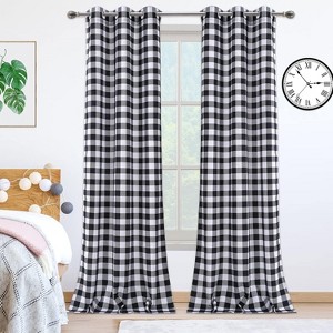Buffalo Check Curtains, Black & White Farmhouse Plaid Rod Pocket Window Panels, Gingham Pattern, 37 x 95 Inches, Set of 2 - 1 of 4