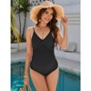 Coolmee Womens Maternity Swimsuit One Piece Summer V Neck Spaghetti Straps Front Cross Bathing Suit Ribbed Pregnancy Swimwear - 2 of 4