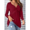 Imily Bela Chic Knot Front V Neck Blouse Long Sleeve Womens Top Elegant Everyday Pullover - 2 of 4
