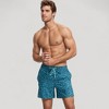 Anna-Kaci Swim Men's Blue Abstract Print Swim Trunks with Quick-Dry Fabric and Adjustable Drawstring Waist for Summer Wear - 2 of 4