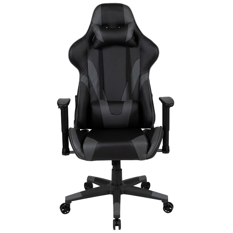 Flash Furniture X20 Gaming Chair Racing Office Ergonomic Computer PC Adjustable Swivel Chair with Reclining Back in Gray LeatherSoft, 4 of 14