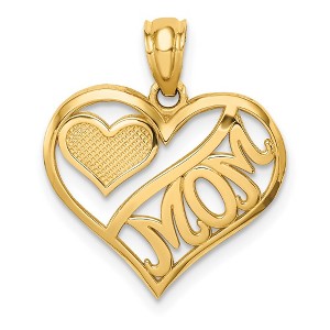 Black Bow Jewelry 14k Yellow Gold Mom and Heart Pendant, 16mm - 1 of 4