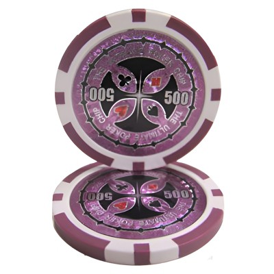 Slickblue 25-Pack Ultimate Holo Inlay 14g Poker Chips, Clay Composite, Easy-to-Read Denominations, $1-$500